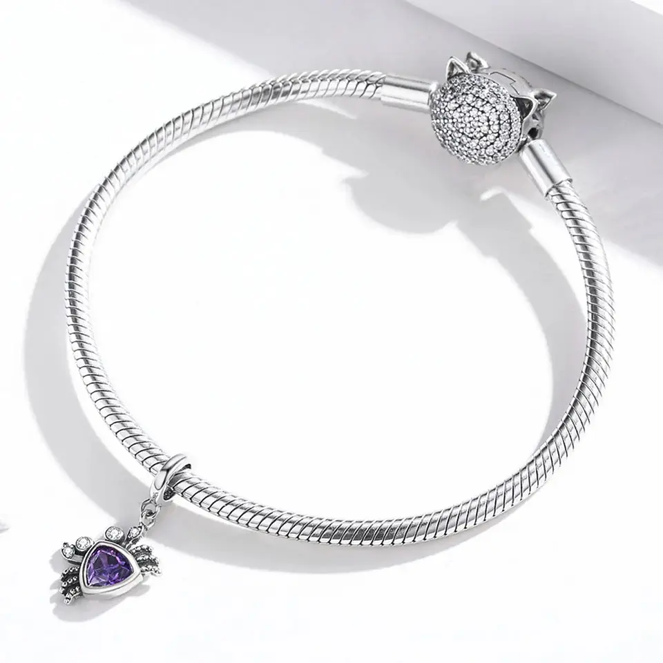 Charm Dije Plata 925 Cangrejo Morado 3