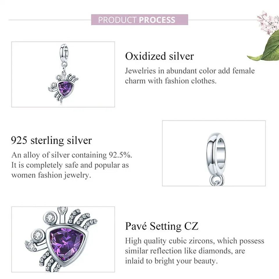 Charm Dije Plata 925 Cangrejo Morado 4