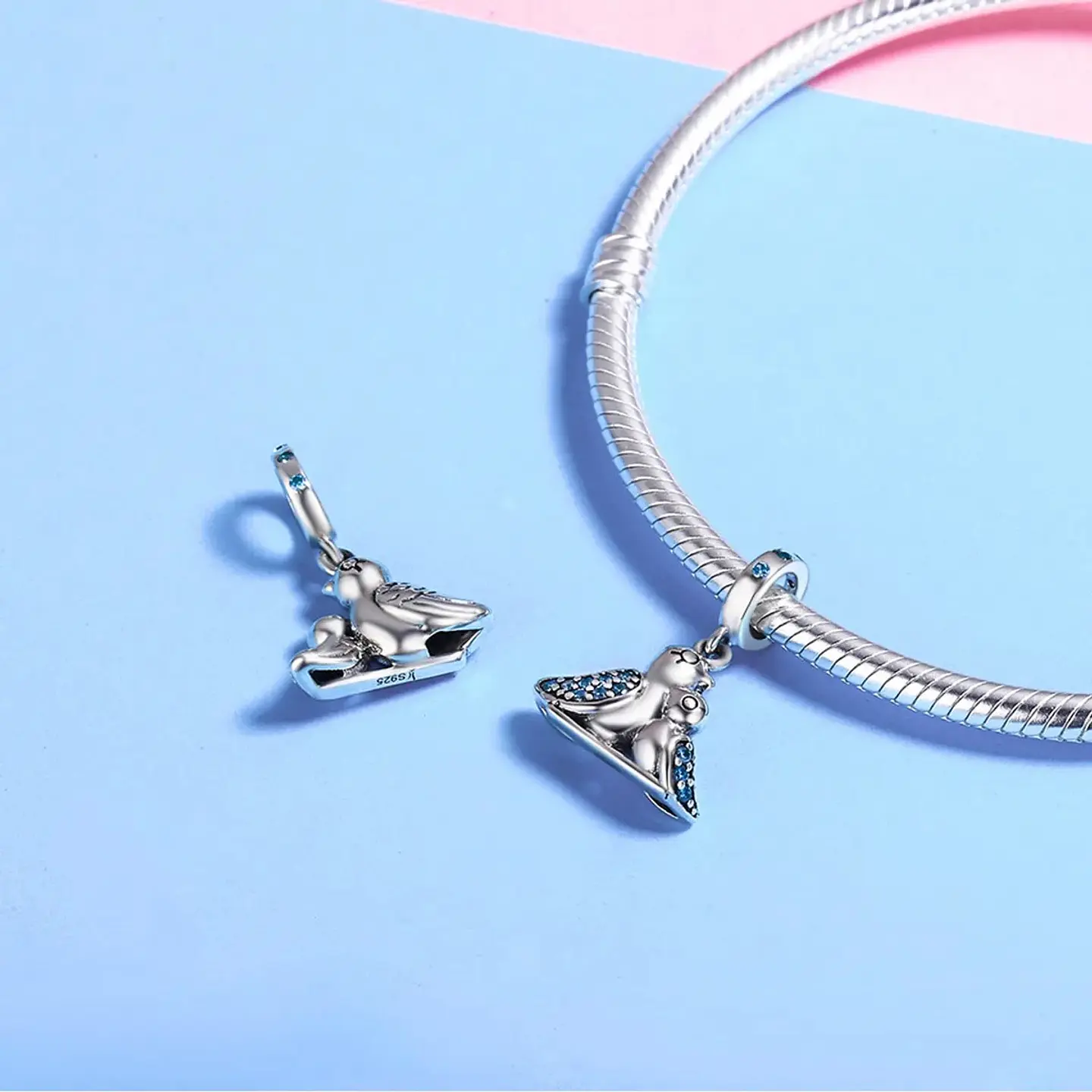 Charm Dije Plata 925 Ave Pajaro Mama Hijo 2