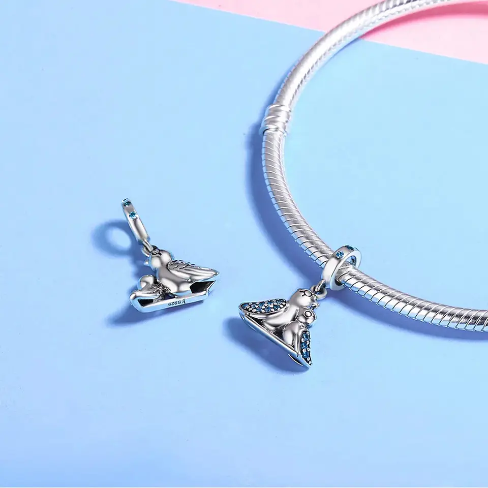 Charm Dije Plata 925 Ave Pajaro Mama Hijo 2