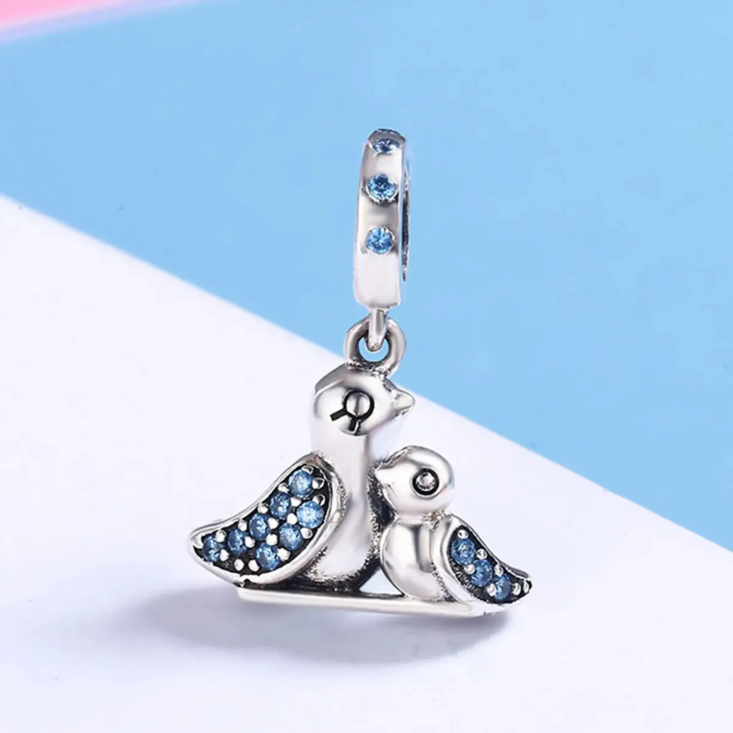 Charm Dije Plata 925 Ave Pajaro Mama Hijo 4