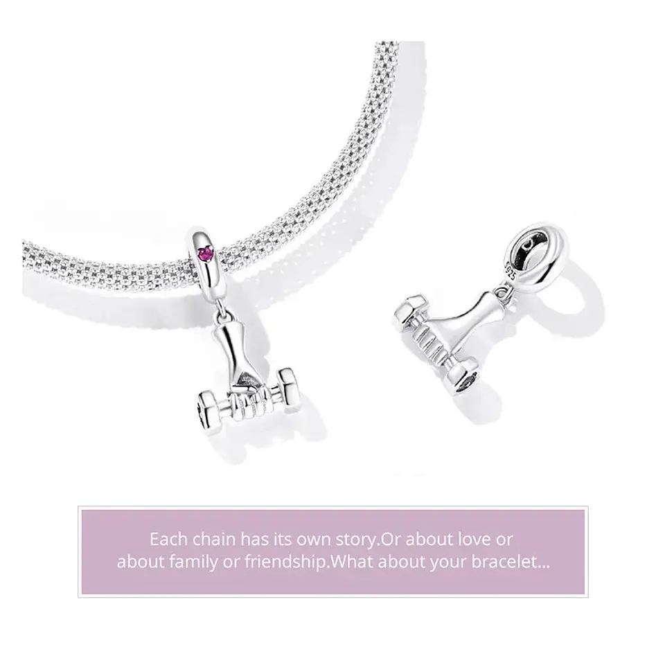 Charm Dije Plata 925 Mancuerna Deportiva Pesa 4
