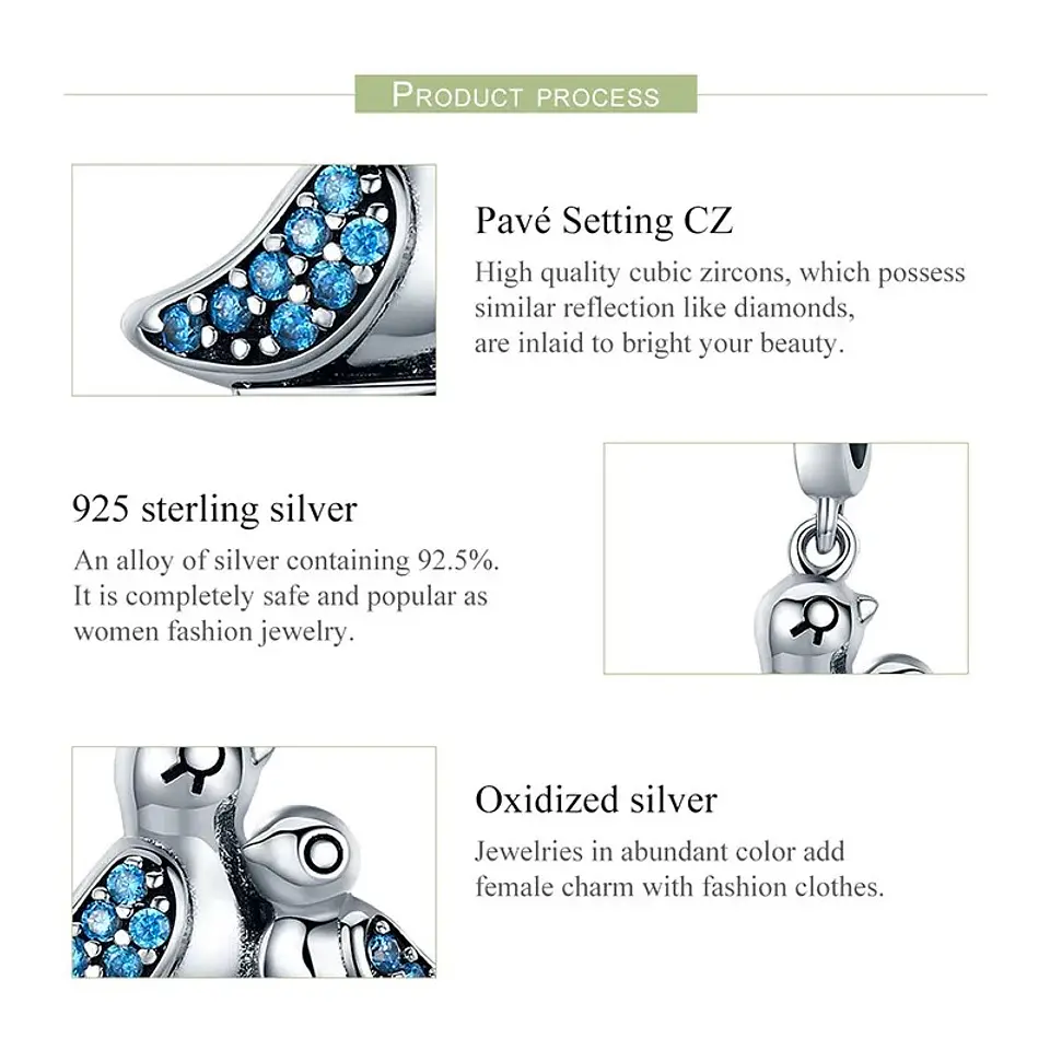 Charm Dije Plata 925 Ave Pajaro Mama Hijo 6