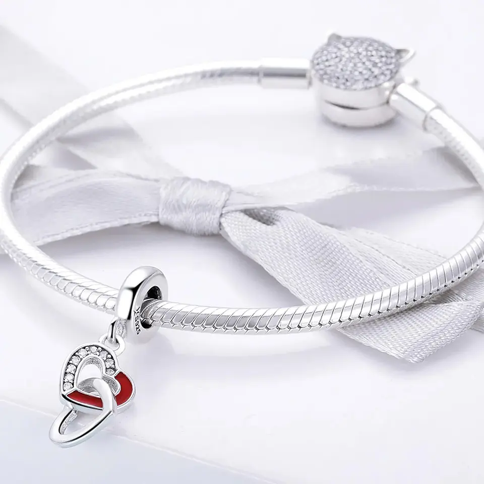 Charm Dije Plata 925 Corazon Entrelazados 3