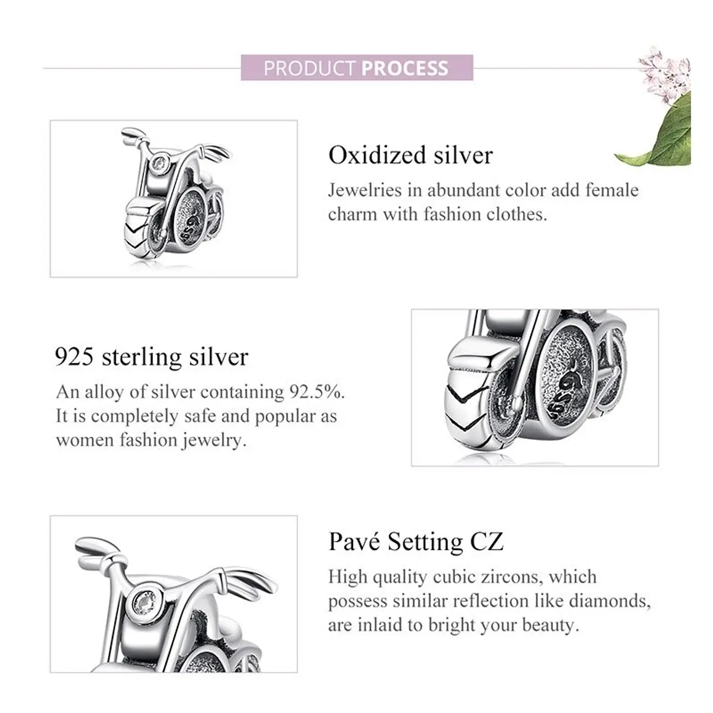 Charm Dije Plata 925 Moto Clasica 6