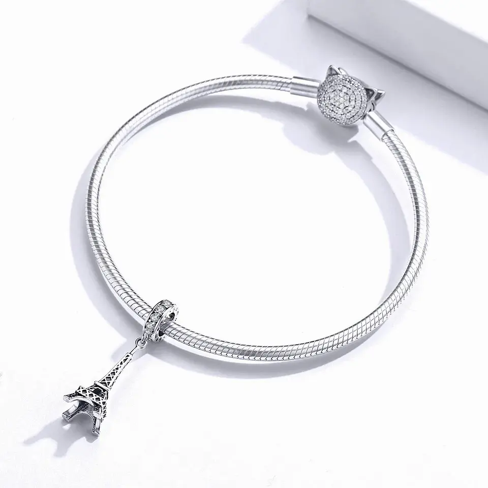 Charm Dije Plata 925 Torre Eiffel Circones  2