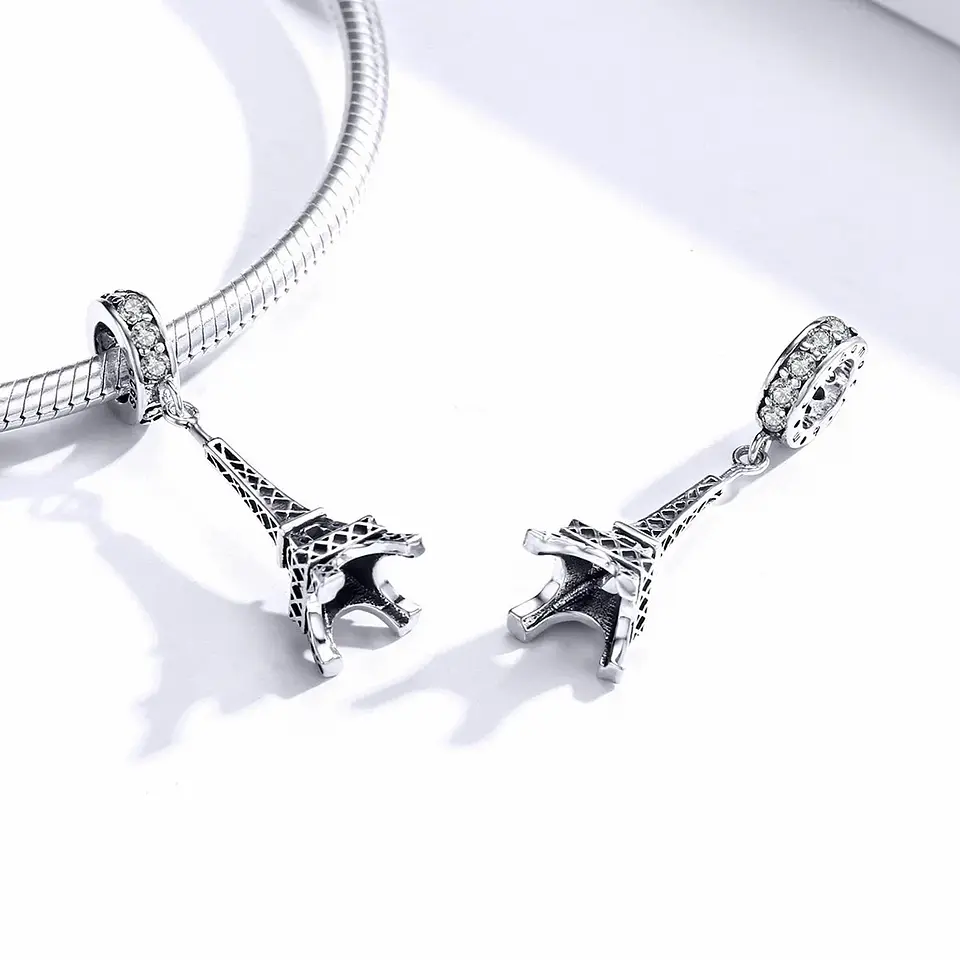Charm Dije Plata 925 Torre Eiffel Circones  3