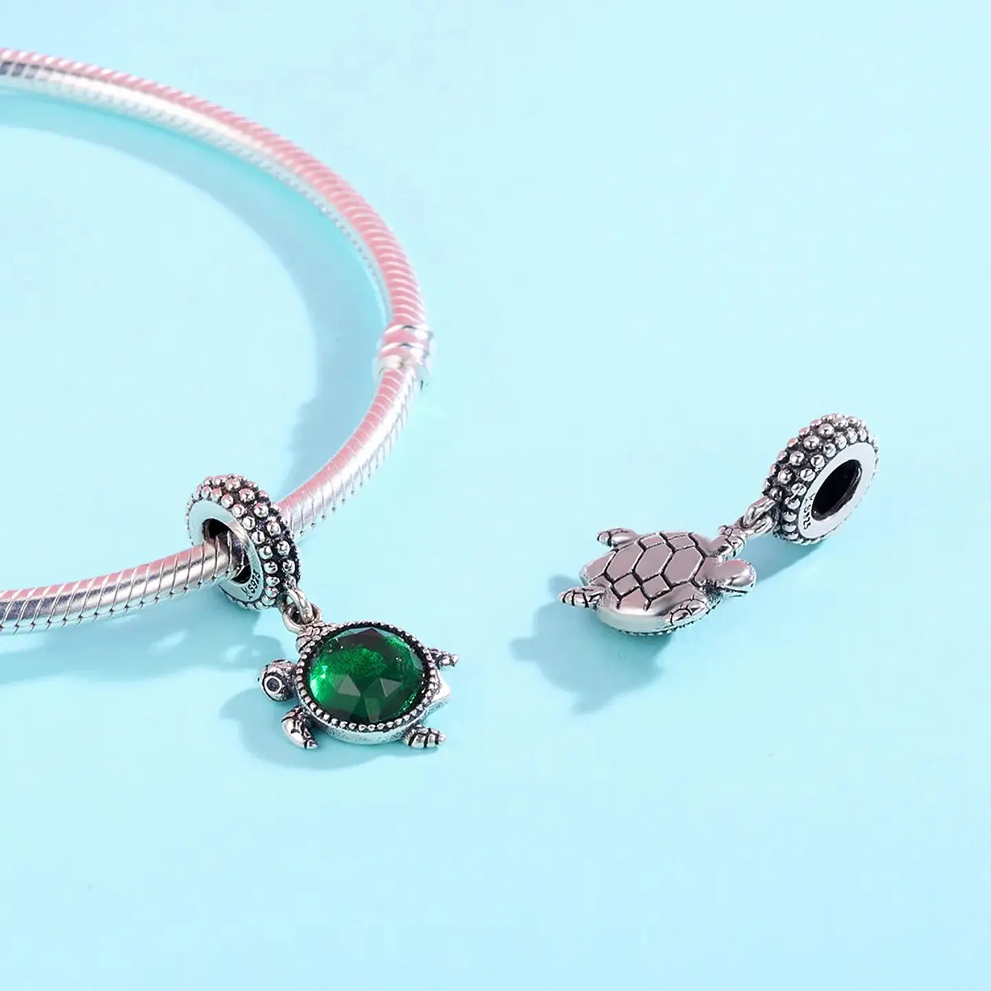 Charm Dije Plata 925 Tortuga Verde 3