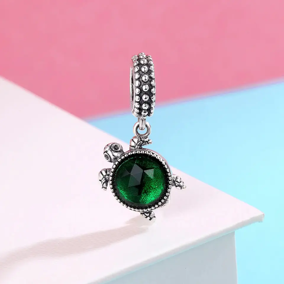 Charm Dije Plata 925 Tortuga Verde 4