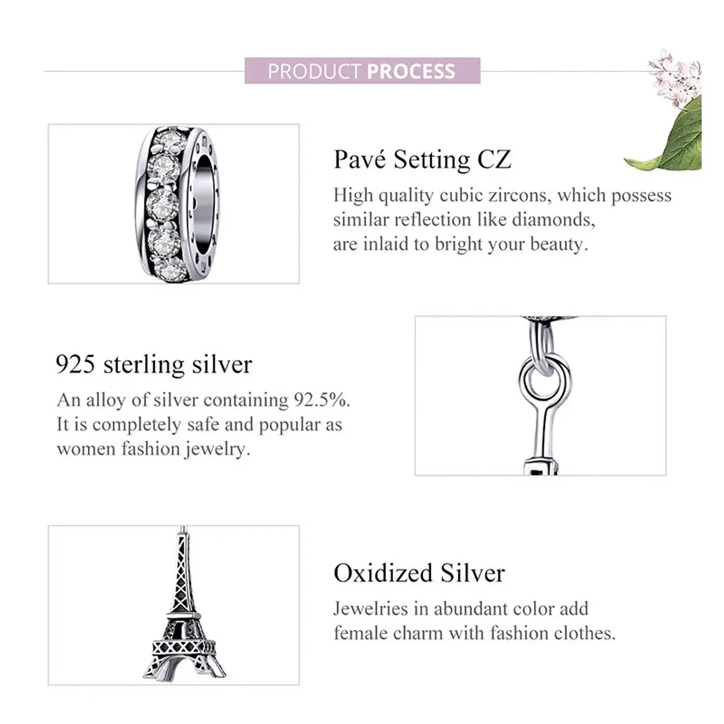 Charm Dije Plata 925 Torre Eiffel Circones  6
