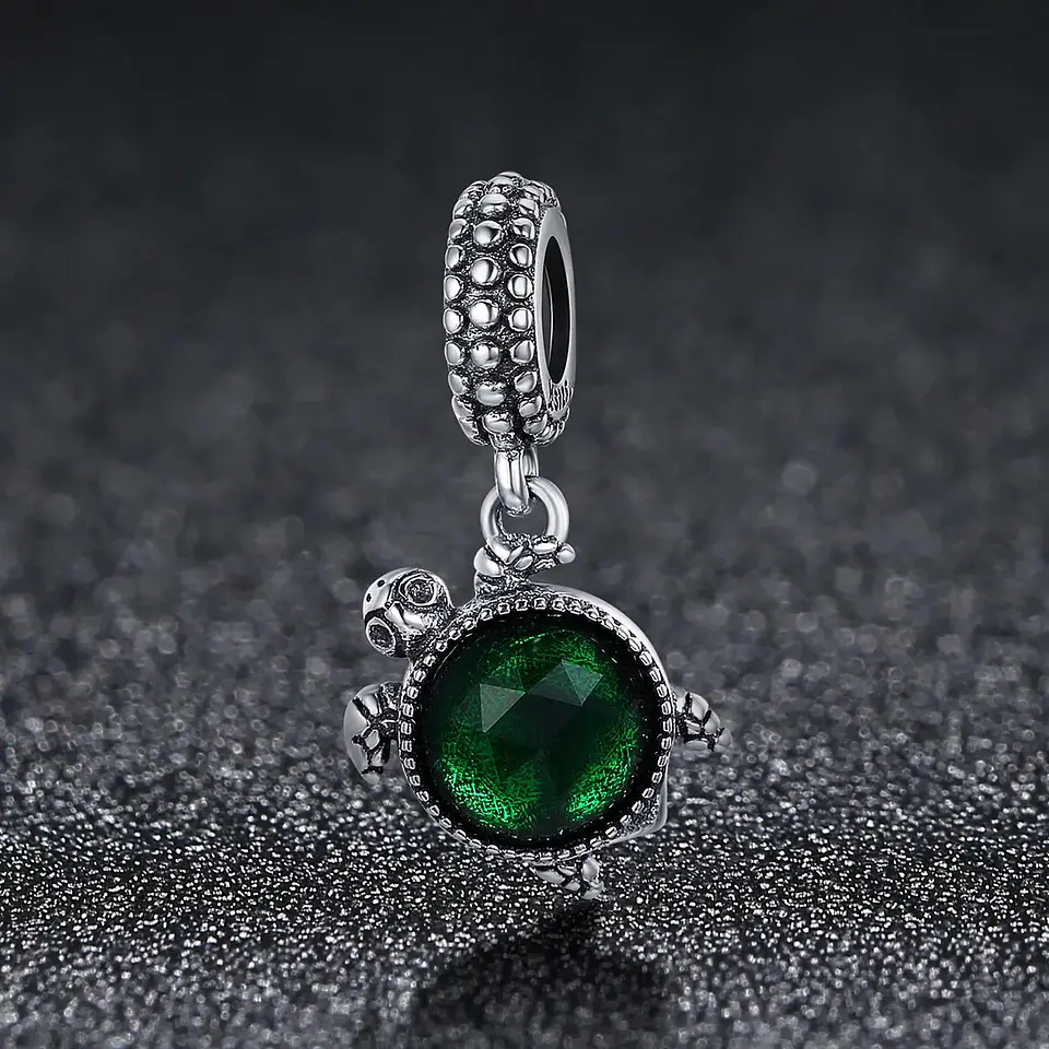 Charm Dije Plata 925 Tortuga Verde 5