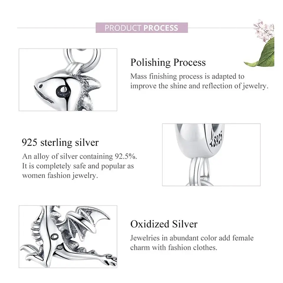 Charm Dije Plata 925 Dragon Silver  6
