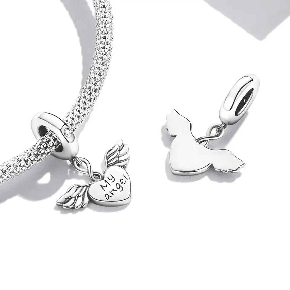 Charm Dije Plata 925 Corazon Alas My Angel 4