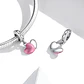 Charm Dije Plata 925 Doble Corazon Rosa Silver - Miniatura 4