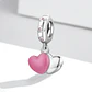Charm Dije Plata 925 Doble Corazon Rosa Silver - Miniatura 5
