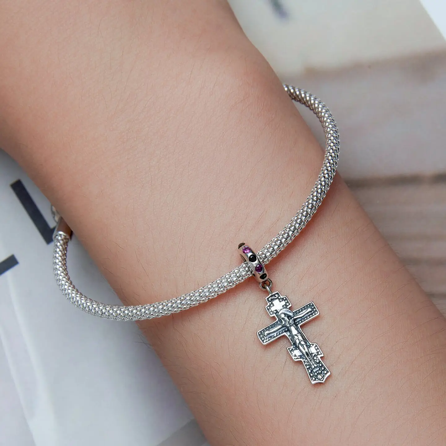 Charm Dije Plata 925 Cruz Crucifijo Cristo  2