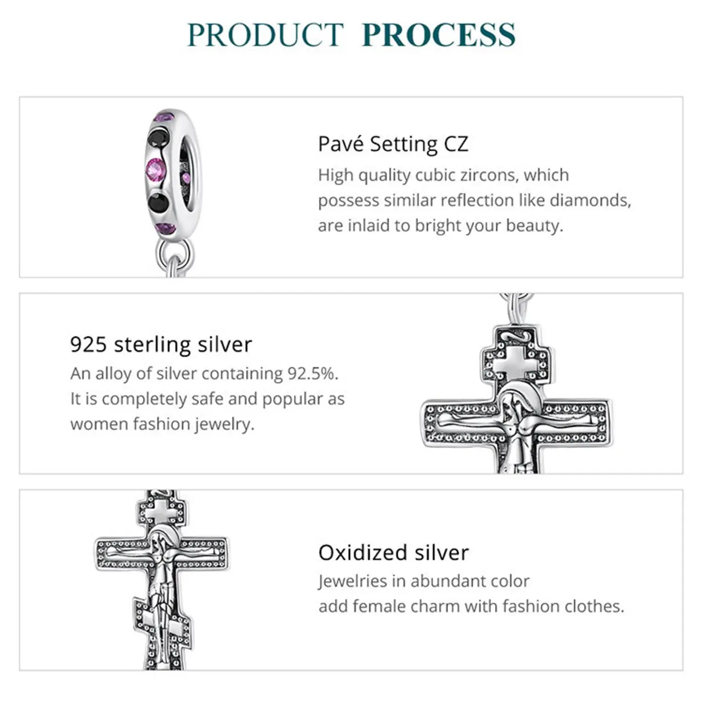 Charm Dije Plata 925 Cruz Crucifijo Cristo  5