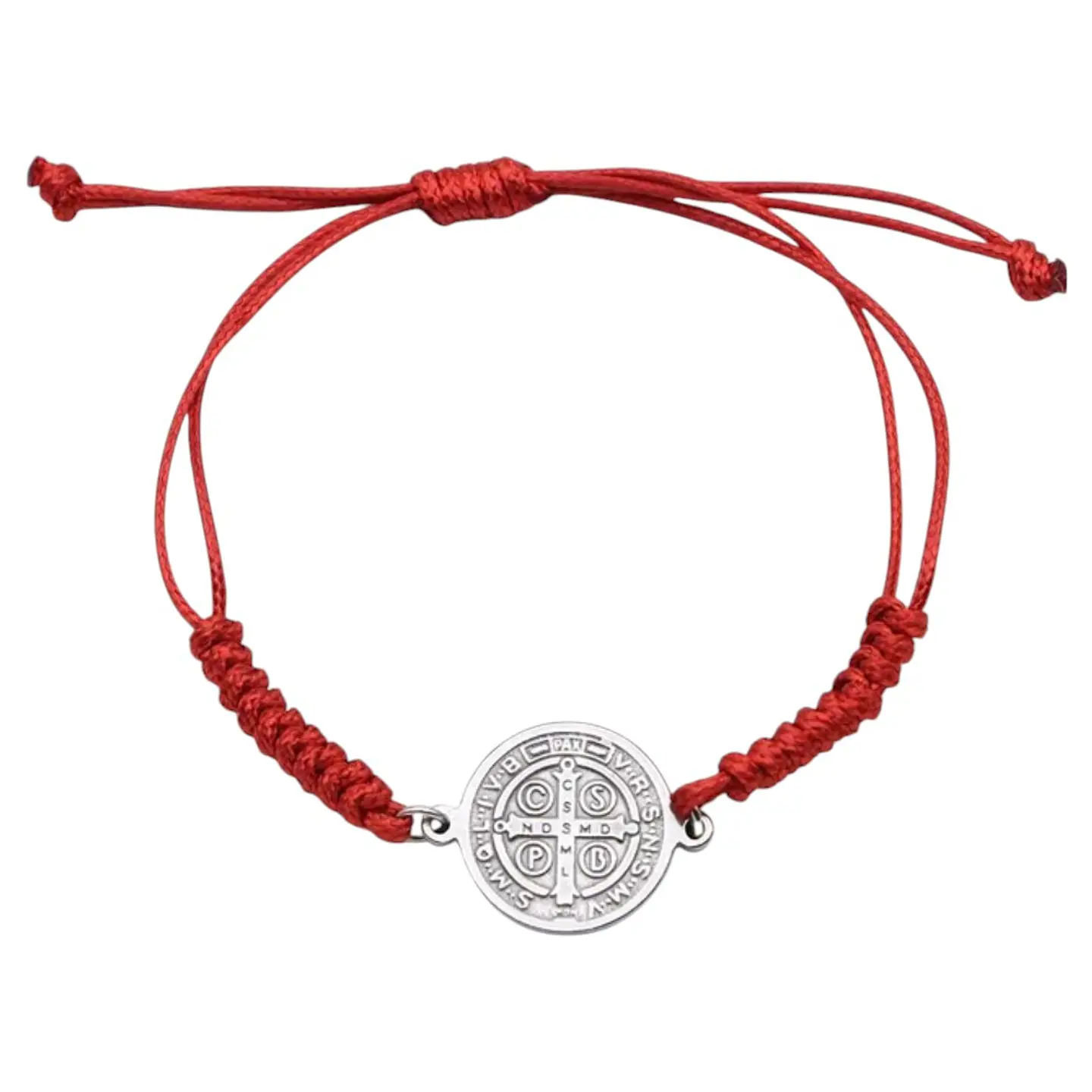 Pulsera Hilo Rojo Trenzado San Benito Acero 1