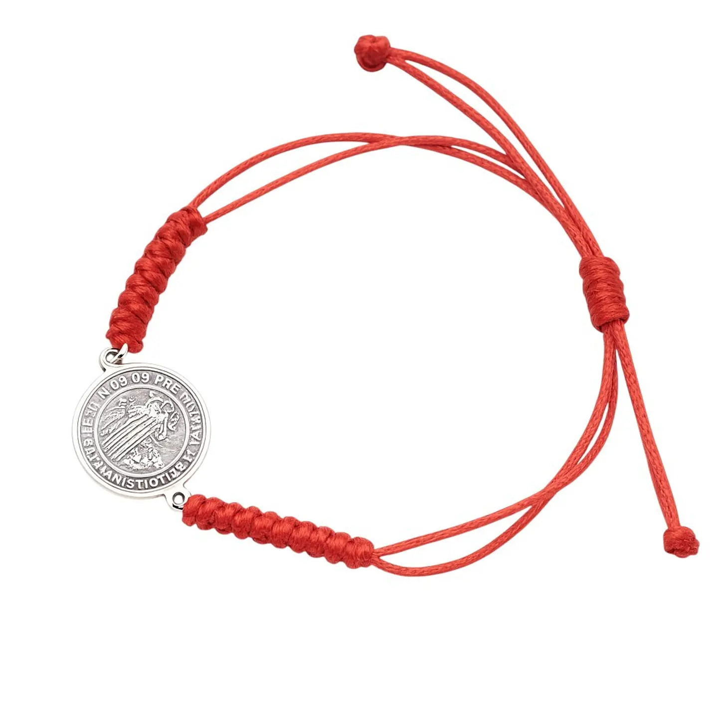 Pulsera Hilo Rojo Trenzado San Benito Acero 2