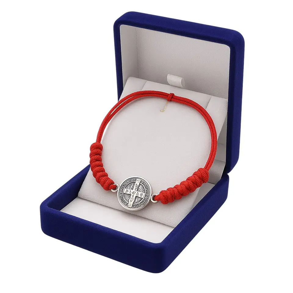 Pulsera Hilo Rojo Trenzado San Benito Acero 3