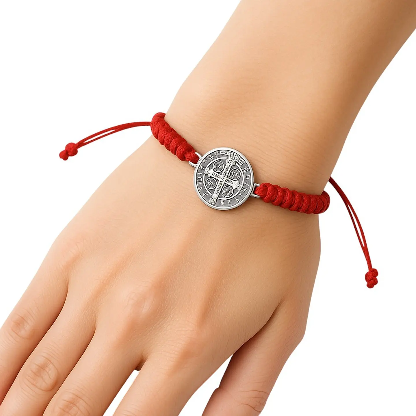 Pulsera Hilo Rojo Trenzado San Benito Acero 4