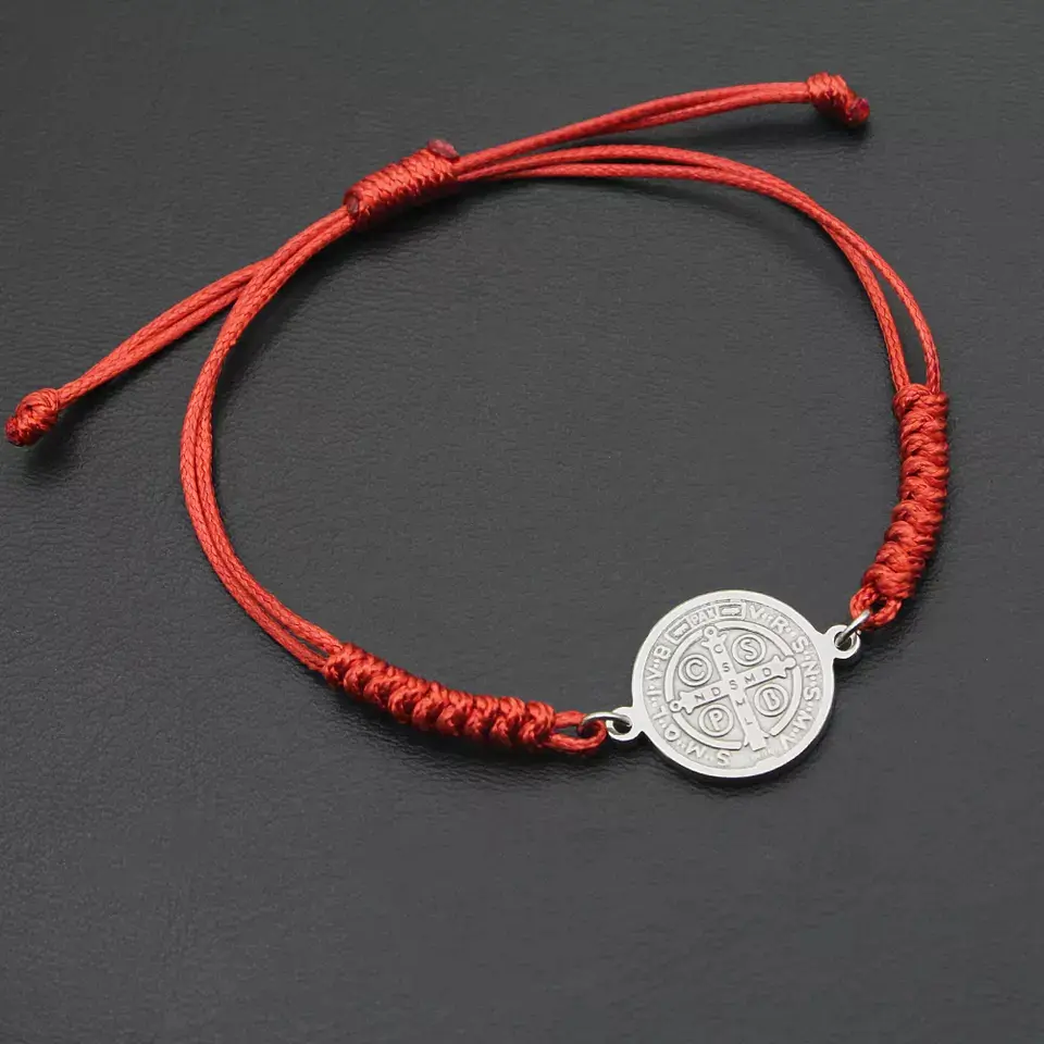 Pulsera Hilo Rojo Trenzado San Benito Acero 5
