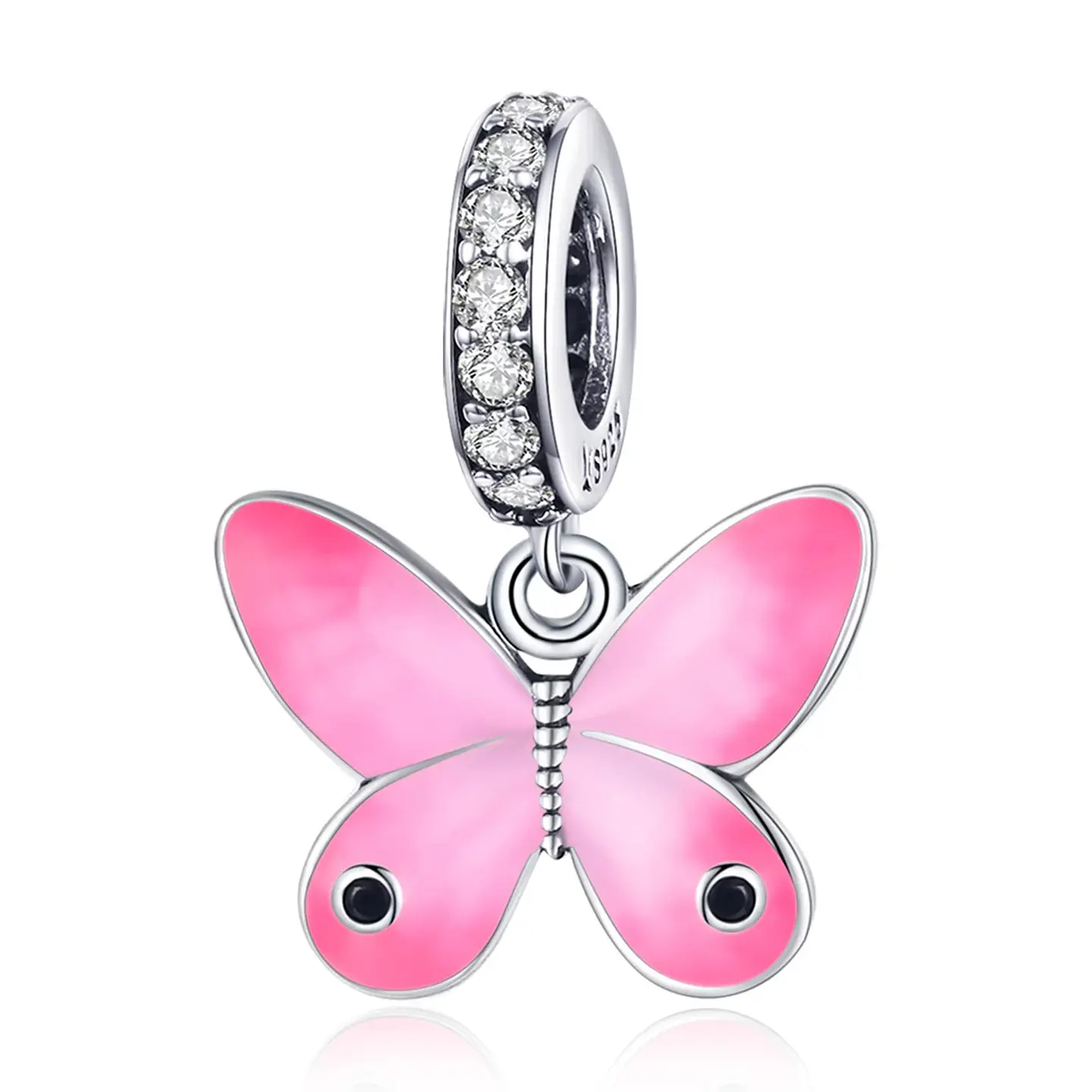 Charm Dije Plata 925 Mariposa Rosada 1