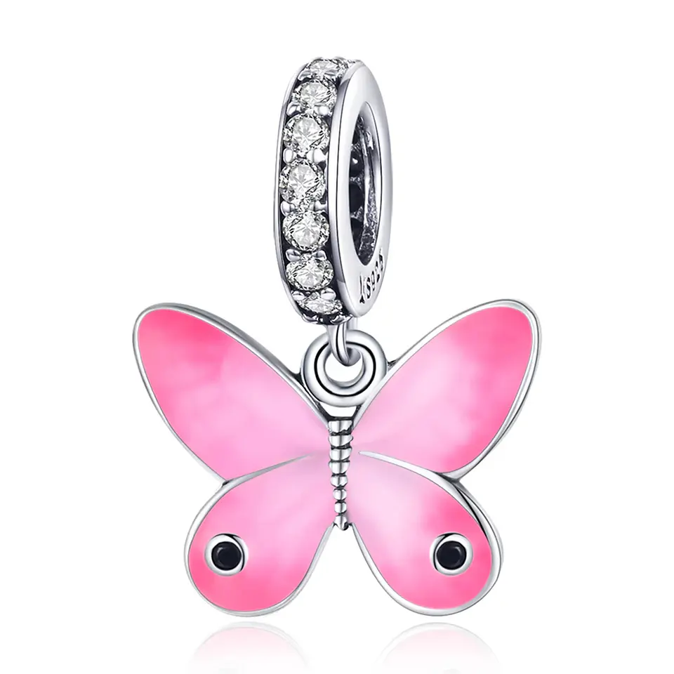 Charm Dije Plata 925 Mariposa Rosada 1