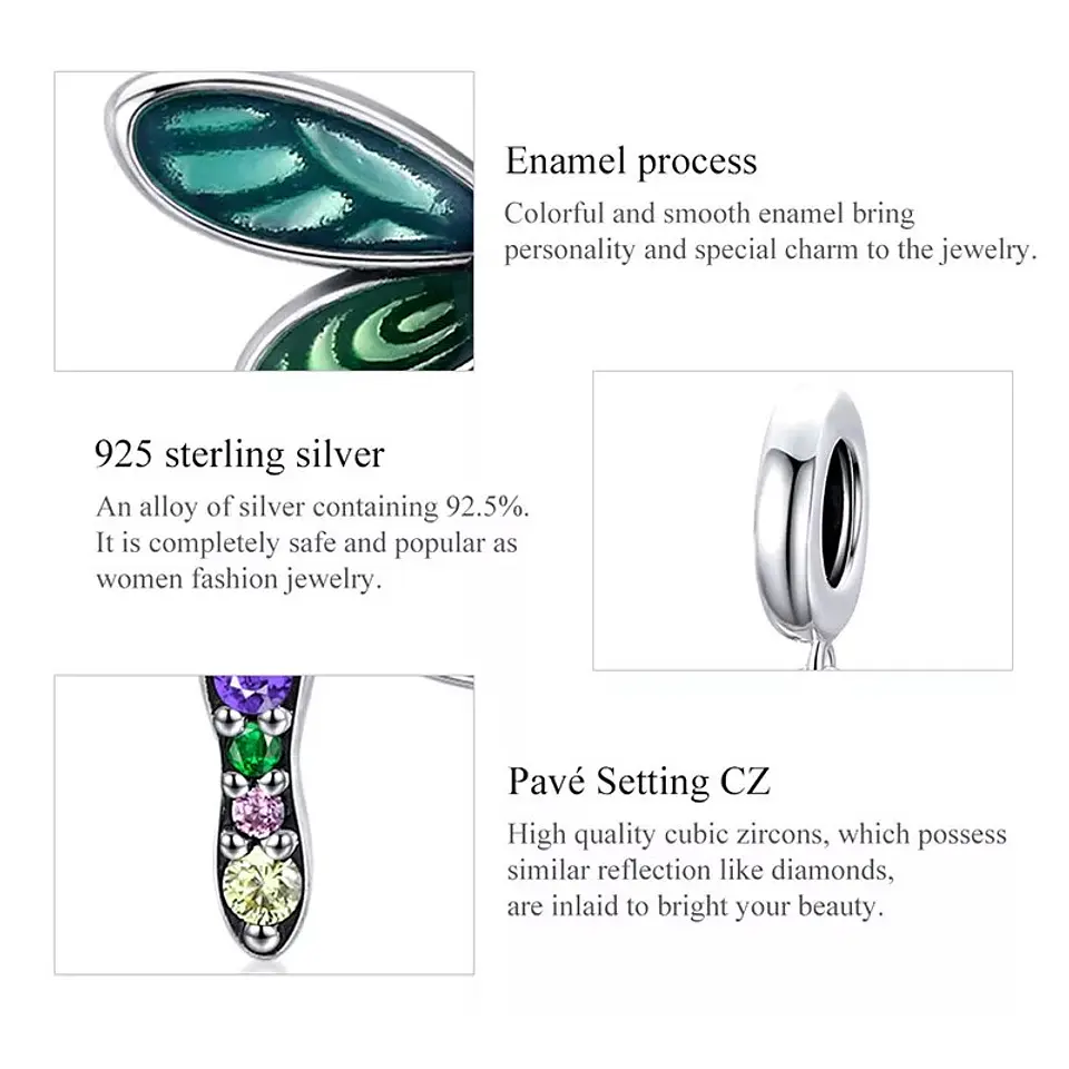 Charm Dije Plata 925 Libelula Multicolor 3