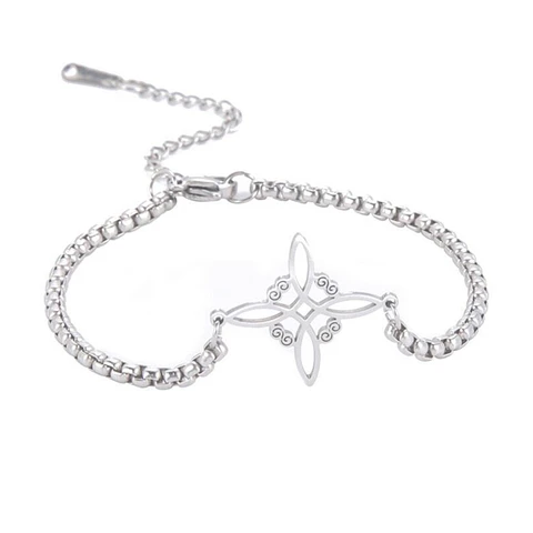 Pulsera Nudo de Bruja Celta Plateada Acero