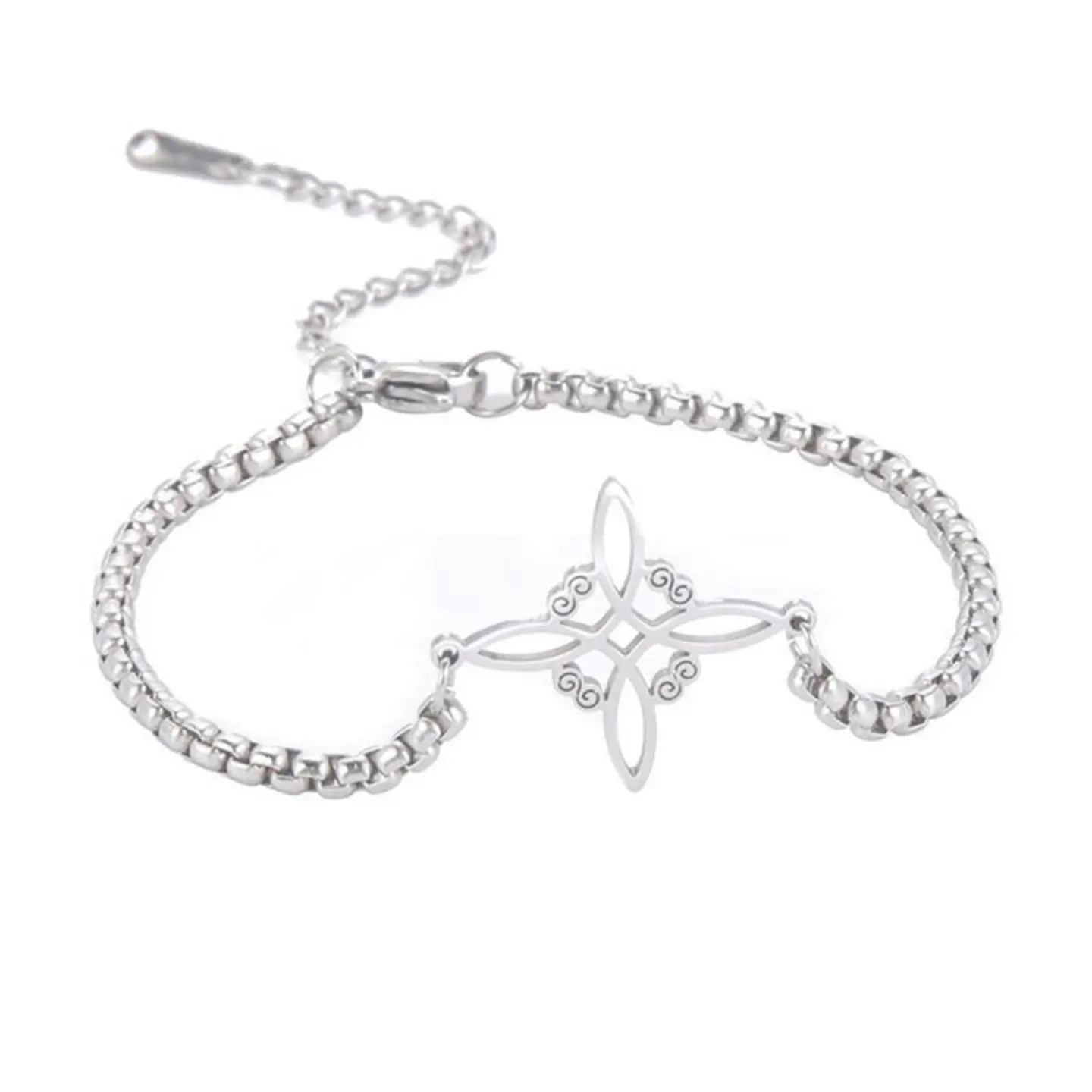 Pulsera Nudo de Bruja Celta Plateada Acero 1