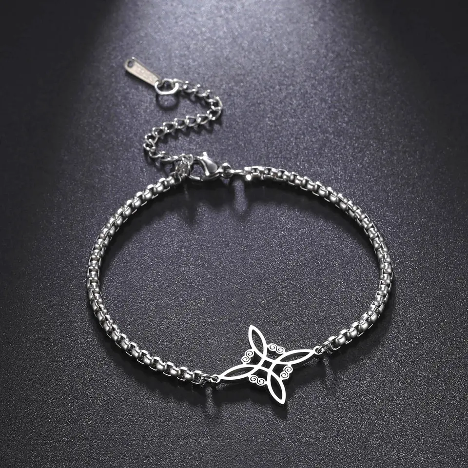 Pulsera Nudo de Bruja Celta Plateada Acero 4