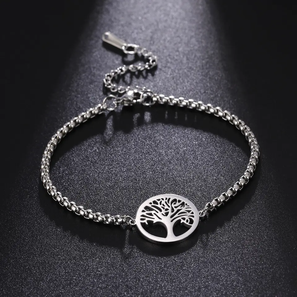 Pulsera Arbol de la Vida Plateada Acero 3