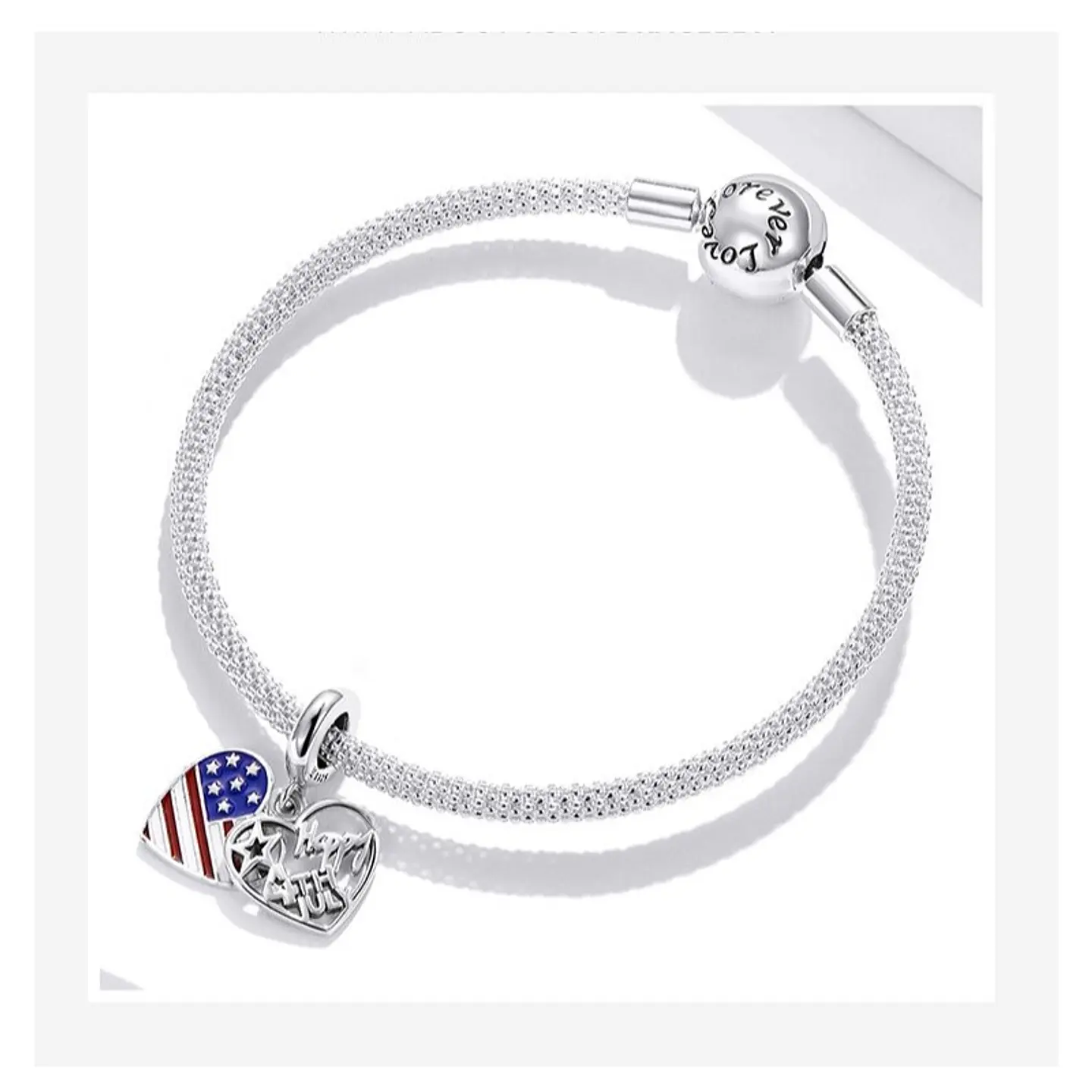Charm Dije Plata 925 Bandera Usa Happy 4th July 4