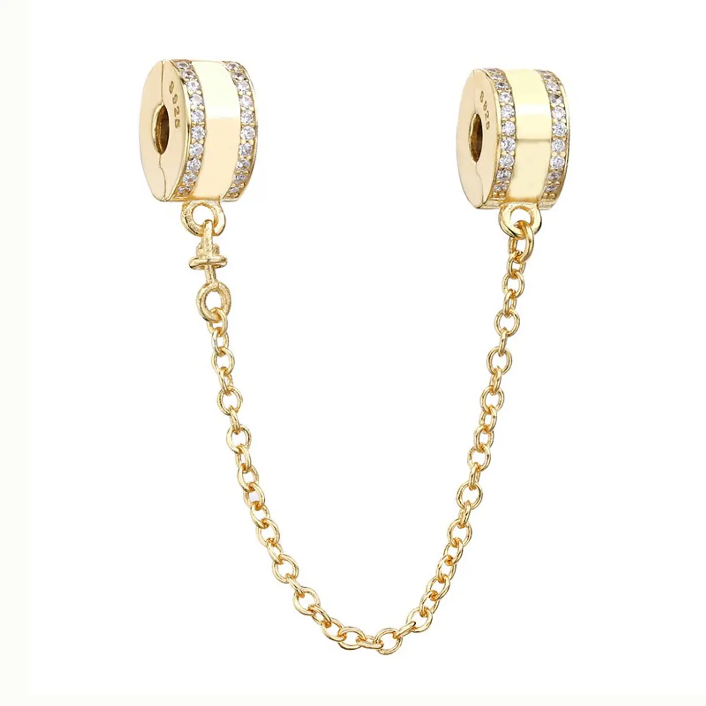 Charm Dije Plata 925 Cadena Seguridad Dorado 1
