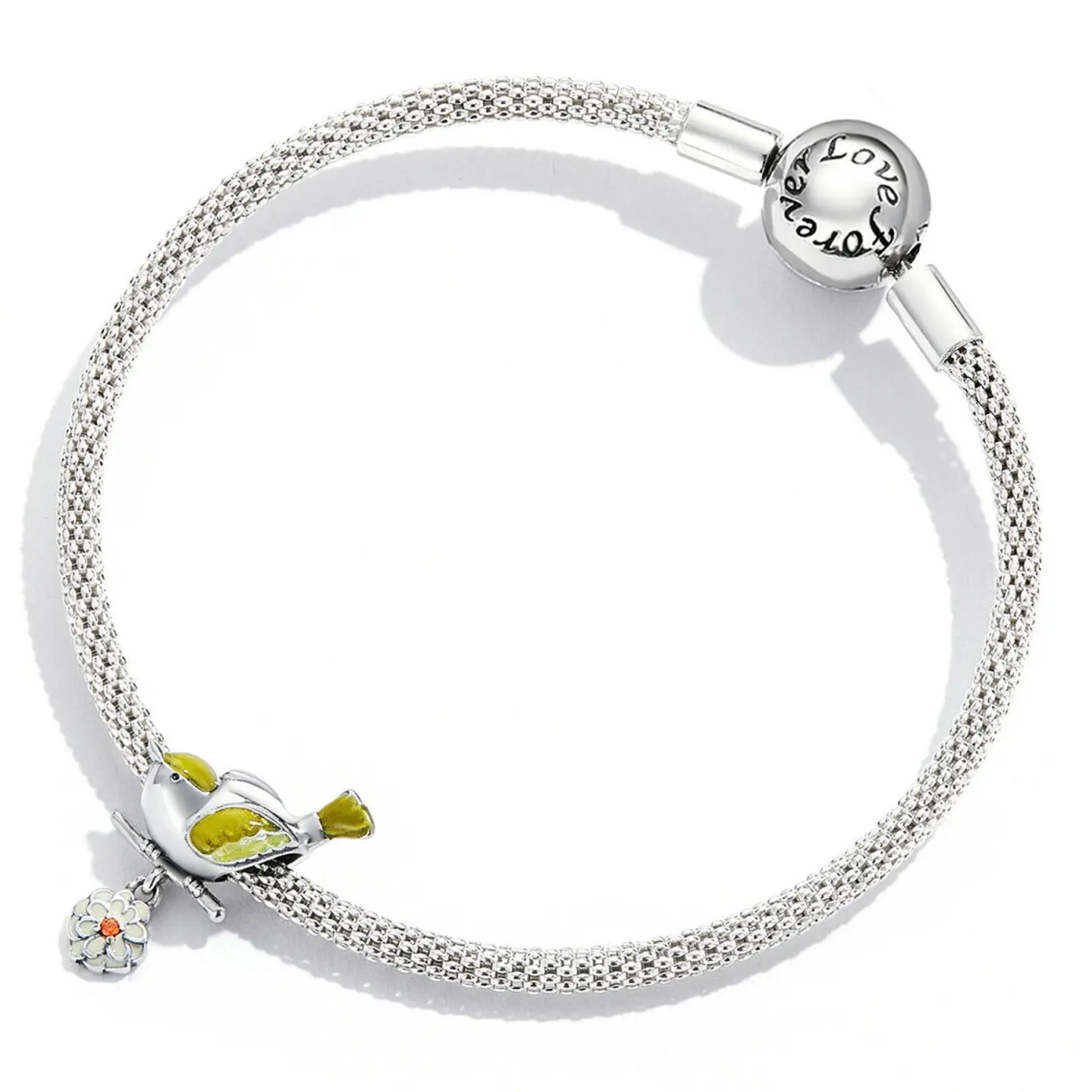 Charm Dije Plata 925 Pajaro Ave Amarillo en Flor 3