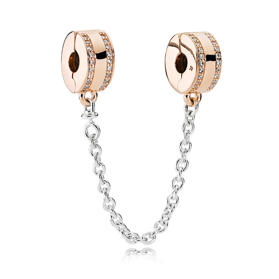 Charm Dije Plata 925 Cadena Seguridad Rose 1