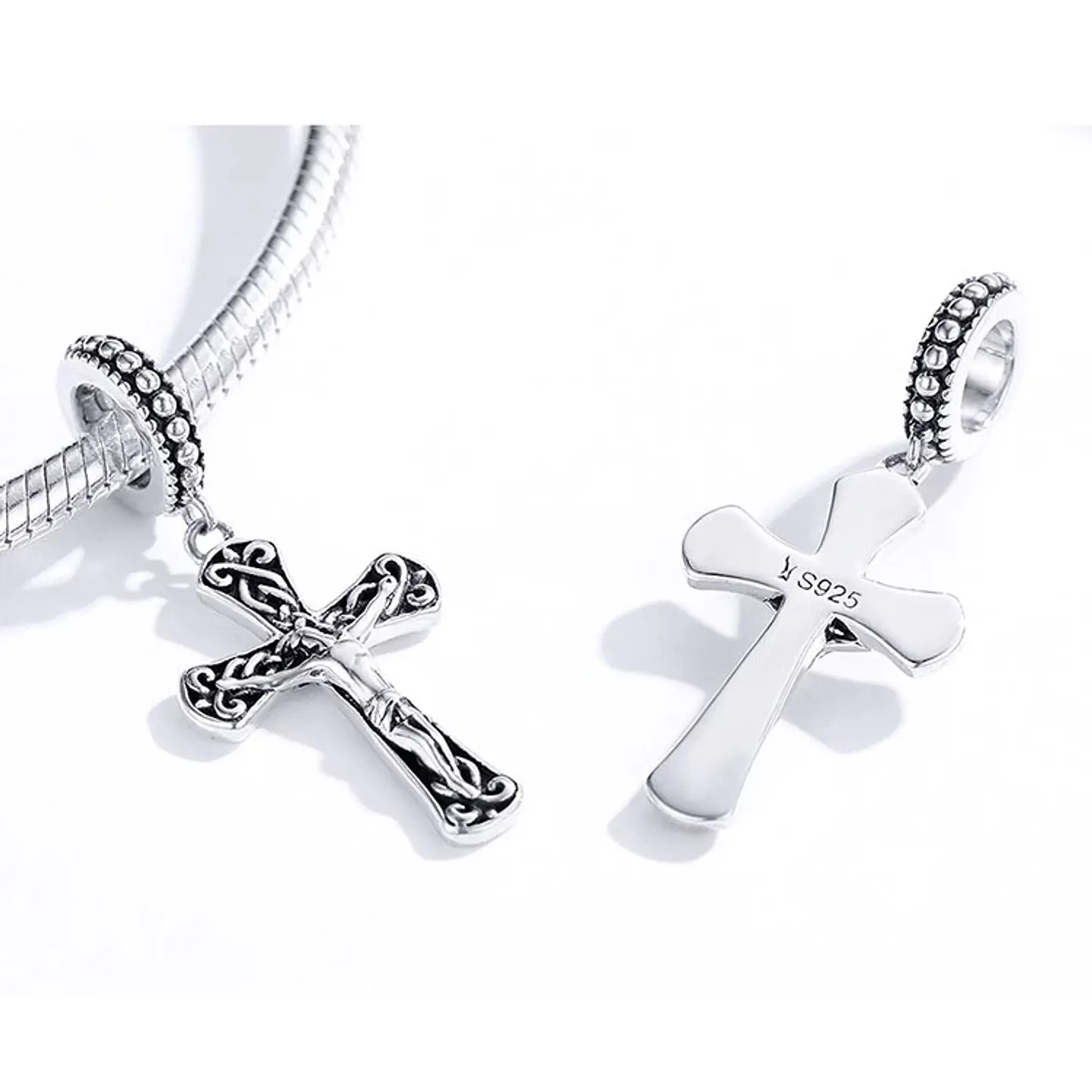 Charm Dije Plata 925 Colgante Crucifijo Cristo 2