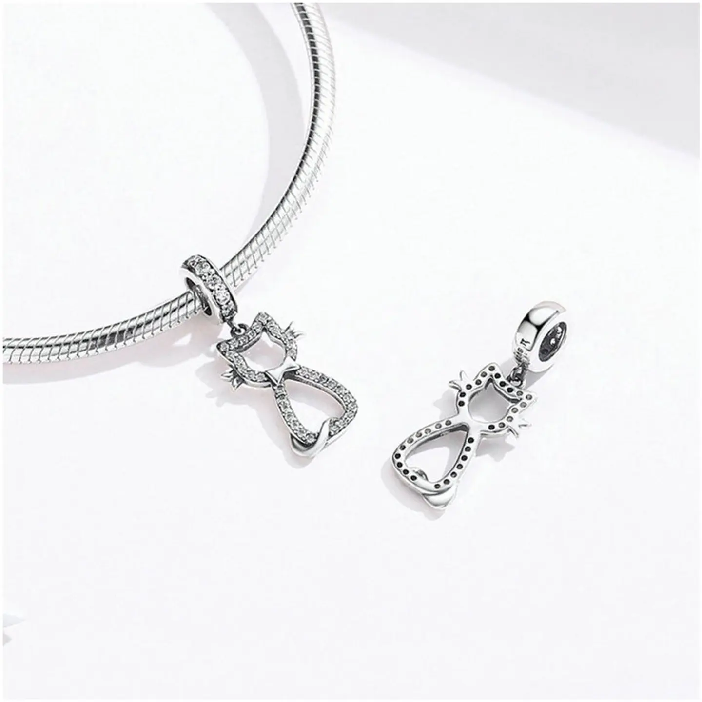 Charm Dije Plata 925 Gatito Feliz 4