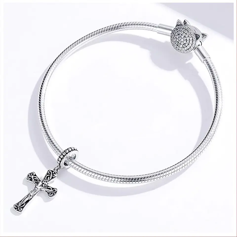 Charm Dije Plata 925 Colgante Crucifijo Cristo 4