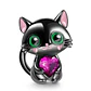 Charm Dije Plata 925 Gato Negro Love - Miniatura 1