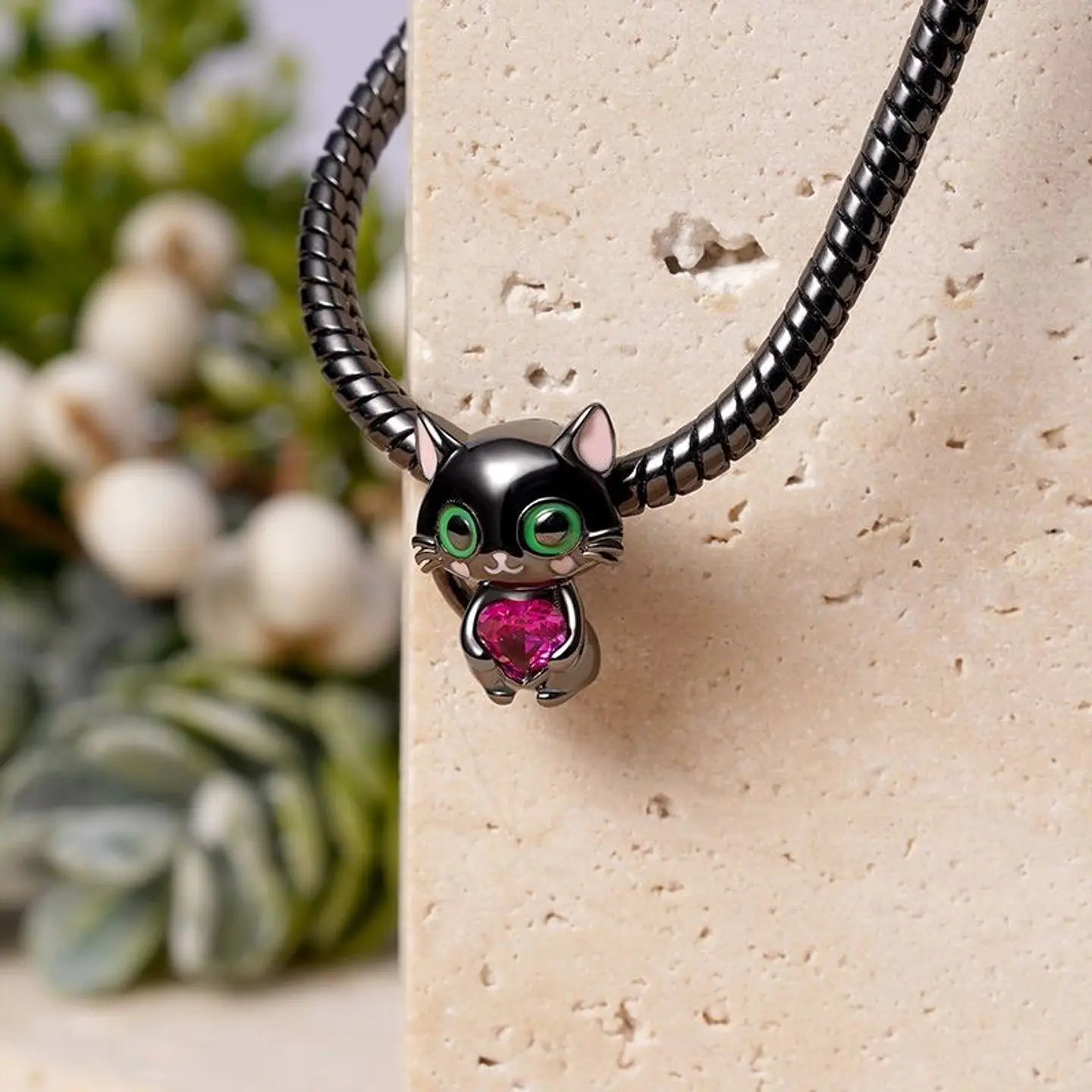 Charm Dije Plata 925 Gato Negro Love 3