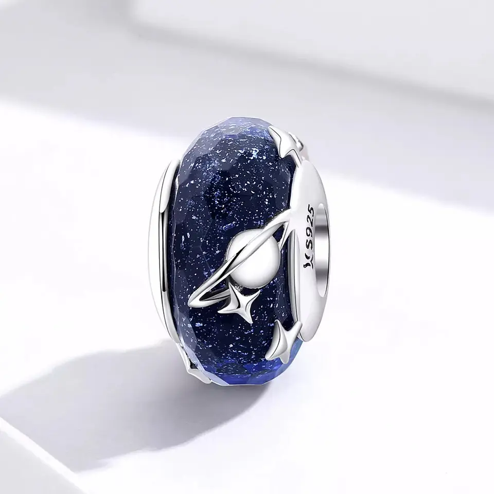 Charm Dije Plata 925 Cristal Murano Galaxia Estrella 4