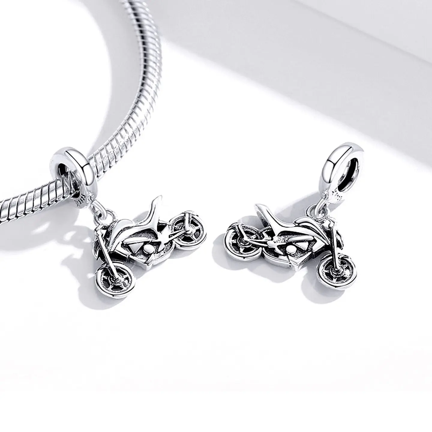 Charm Dije Plata 925 Colgante Moto Naked 2