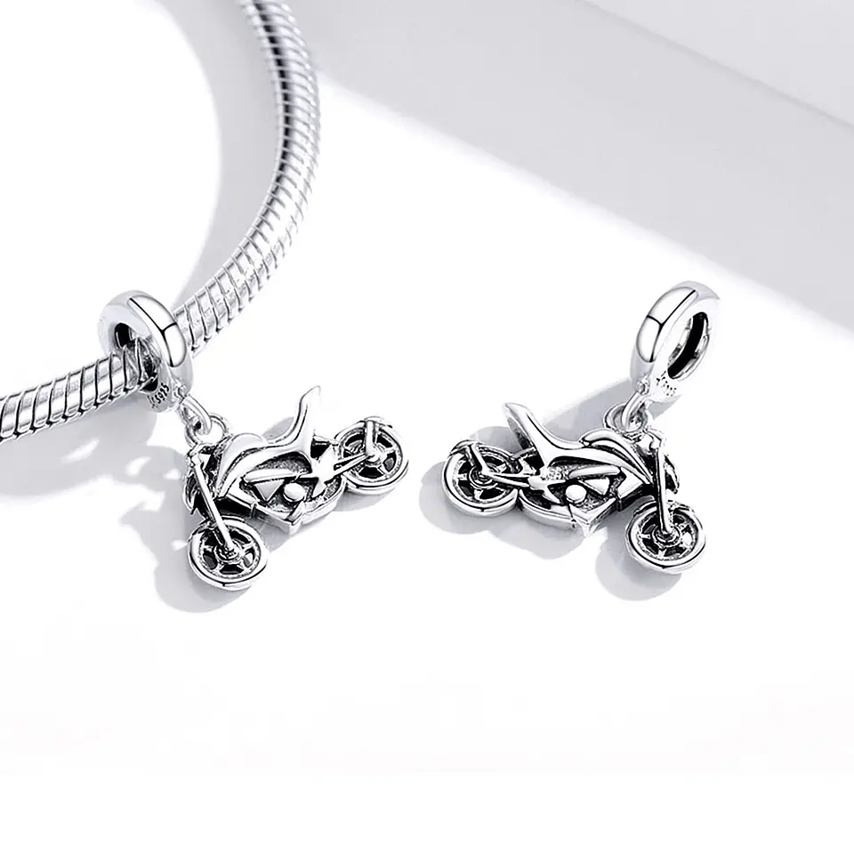 Charm Dije Plata 925 Colgante Moto Naked 2