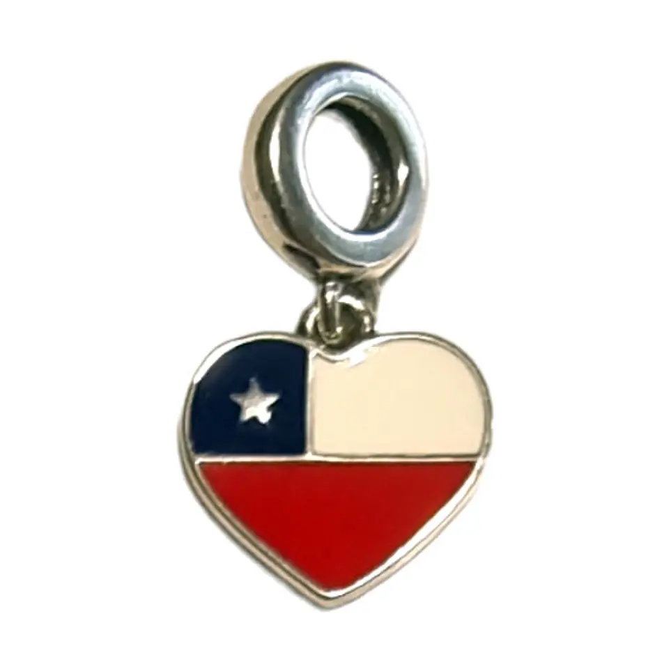 Charm Dije Plata 925 Corazon Bandera Chile 1
