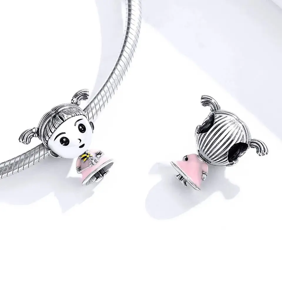 Charm Dije Plata 925 Niña con Flor  2
