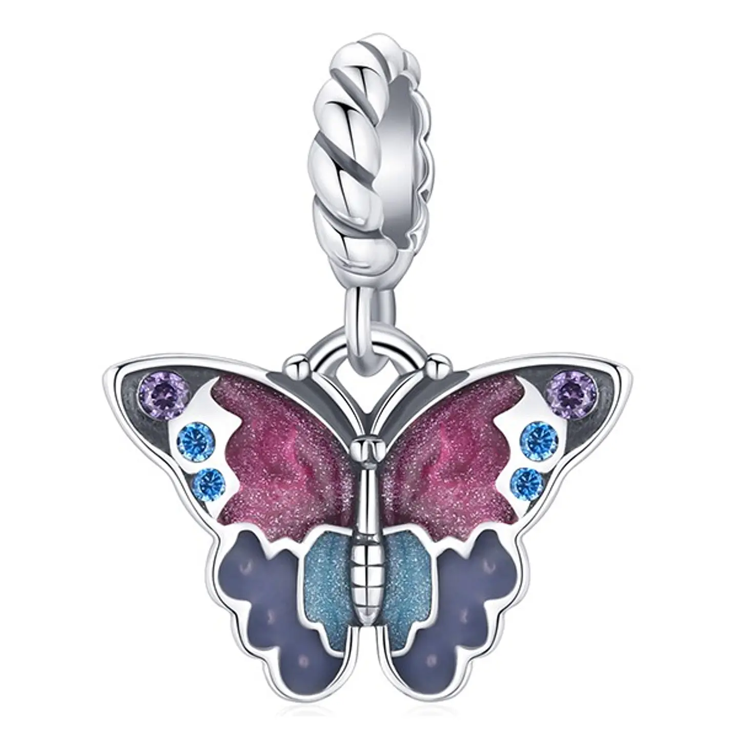 Charm Dije Plata 925 Mariposa Multicolor 1