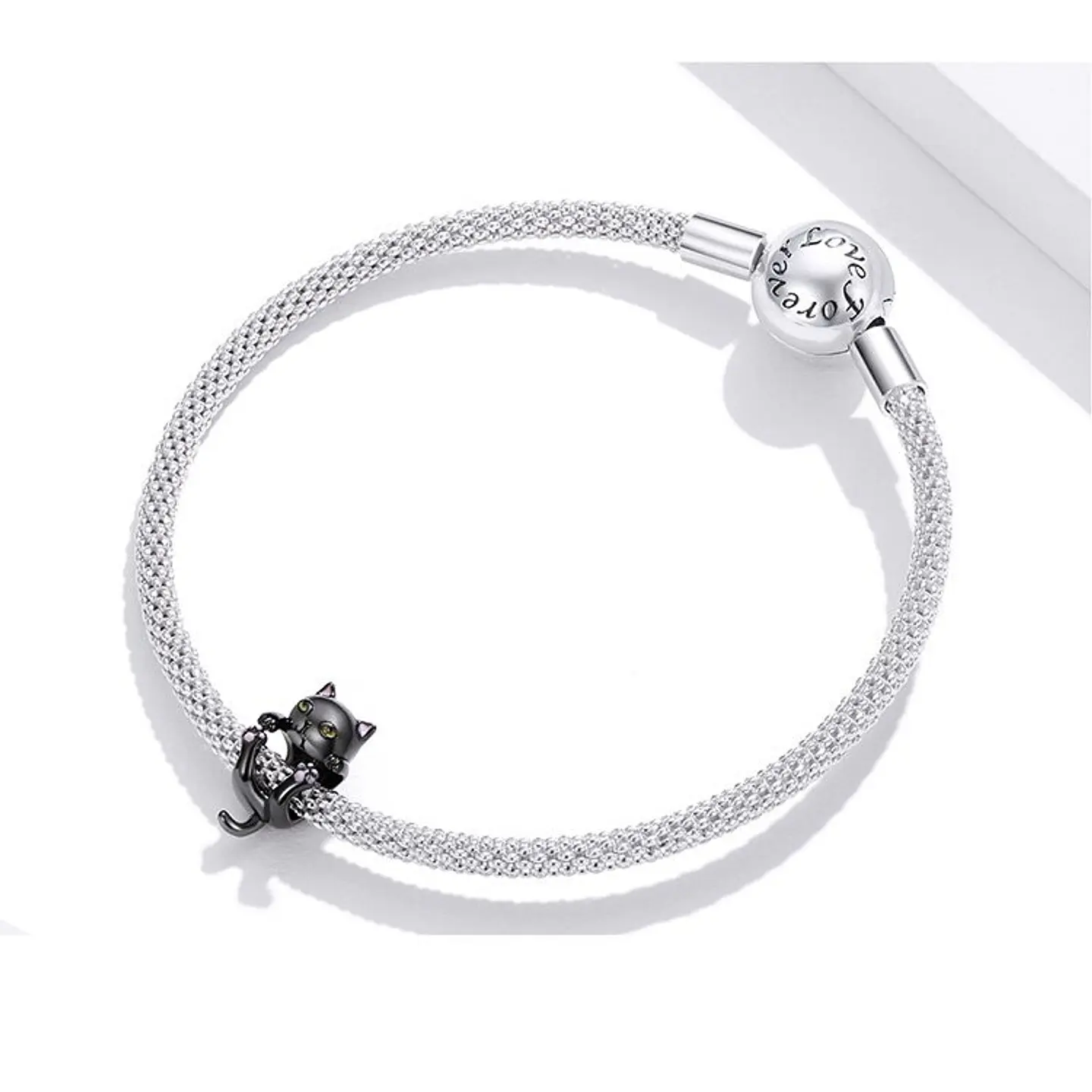 Charm Dije Plata 925 Gato Negro Colgante  3