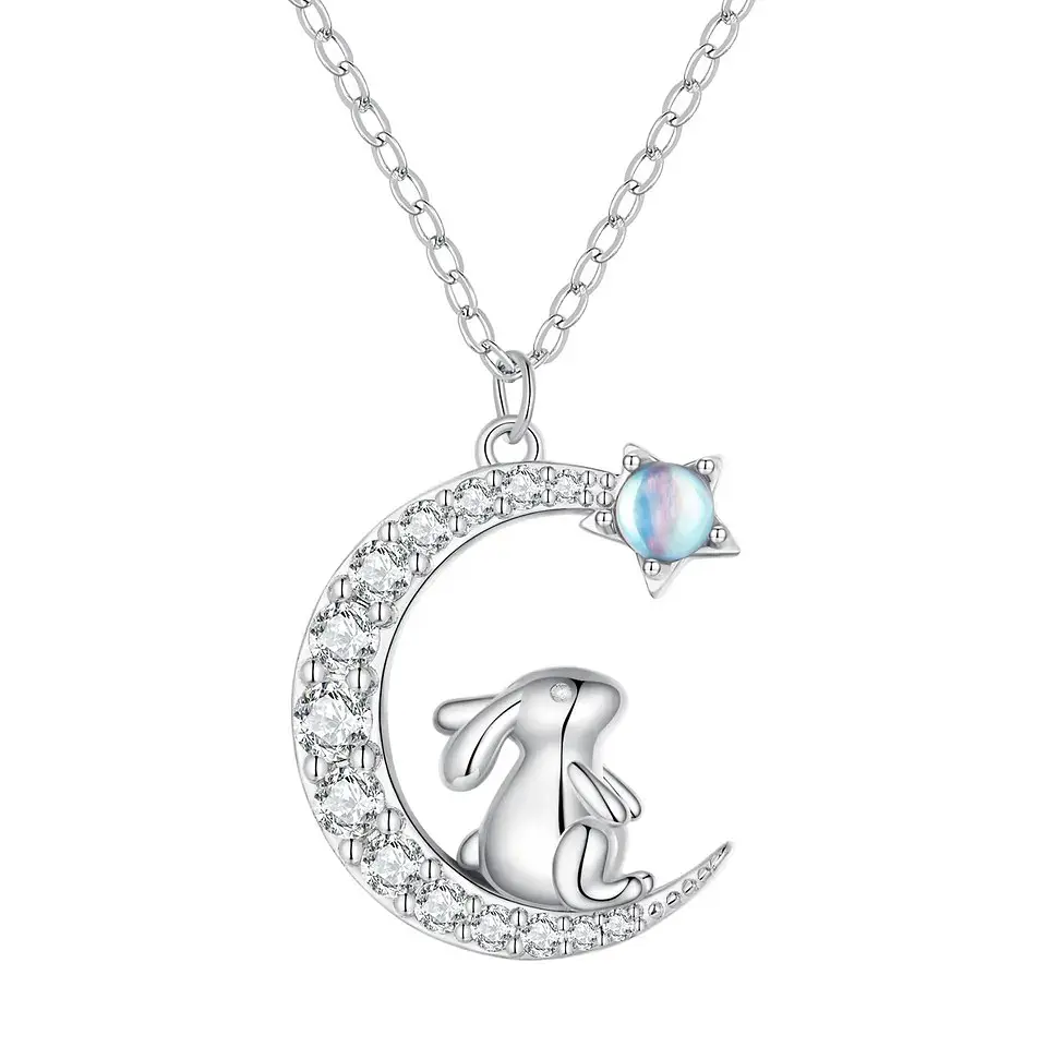 Collar Plata 925 Luna y Conejo 1